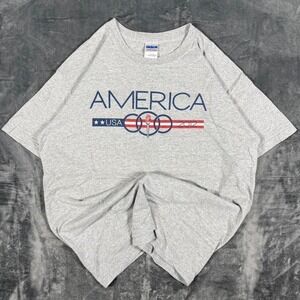 2012 American Olympics Grey Graphic T-Shirt - size large - measurements listed